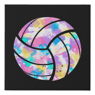 Colorful Volleyball Cute Colorsplash Ball Faux Canvas Print