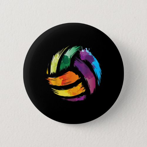 Colorful Volleyball Cute Colorsplash Ball Gift Button