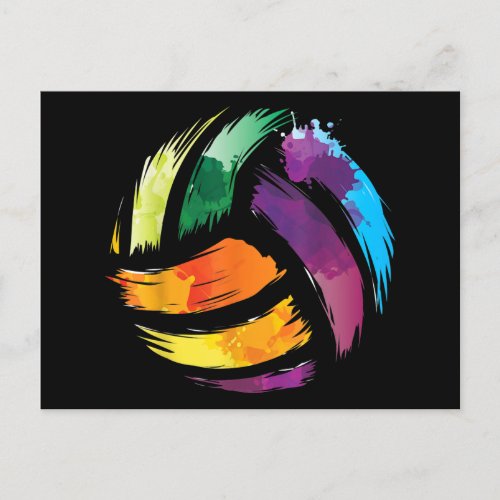 Colorful Volleyball Cute Colorsplash Ball Gift Holiday Postcard