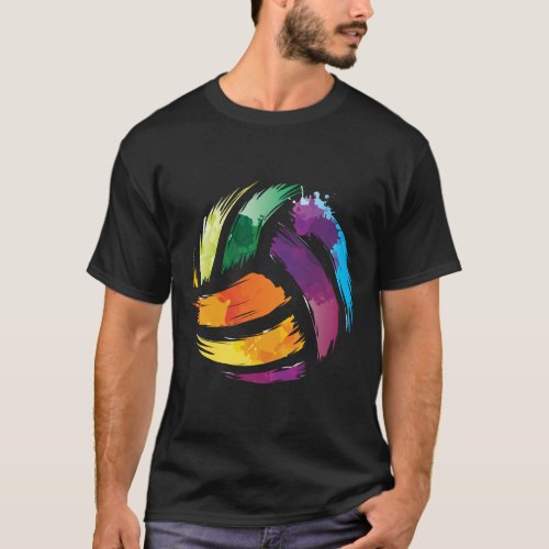 Colorful Volleyball  Cute Colorsplash Ball Gift Pu T_Shirt