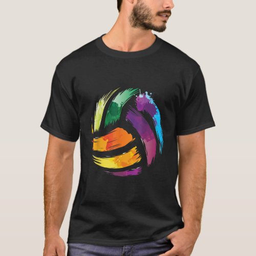 Colorful Volleyball Cute Colorsplash Ball Gift T_Shirt
