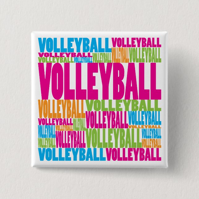 Colorful Volleyball Pinback Button (Front)