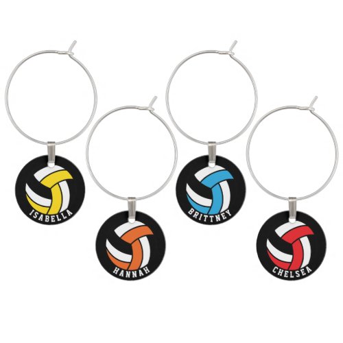 Colorful Volleyball Set II  Wine Charm