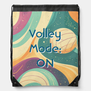 Colorful Volleyball Themed Drawstring Bag