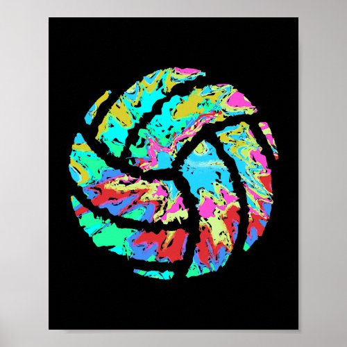Colorful Volleyball Tie Dye Women Teen Girl Player Poster