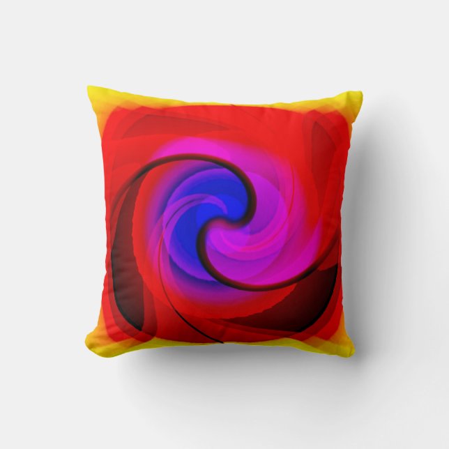 Colorful Vortex Abstract Art Throw Pillow (Front)