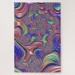 Colorful Vortex Abstract Trippy Spiral Fractal Jigsaw Puzzle
