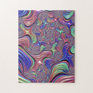 Colorful Vortex Abstract Trippy Spiral Fractal Jigsaw Puzzle