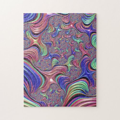Colorful Vortex Abstract Trippy Spiral Fractal Jigsaw Puzzle
