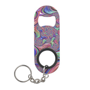 Colorful Vortex Abstract Trippy Spiral Fractal Keychain Bottle Opener