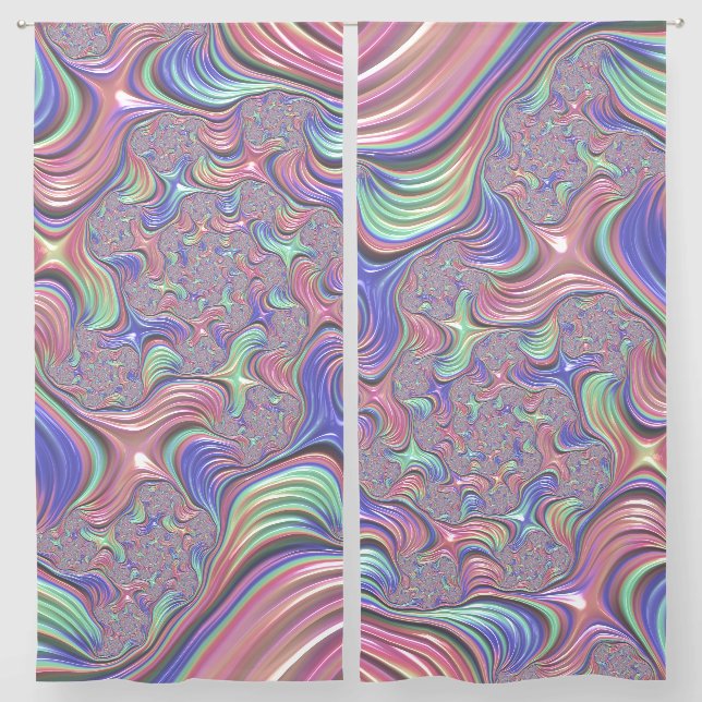 Colorful Vortex Abstract Trippy Spiral Fractal Sheer Curtains (Pair)