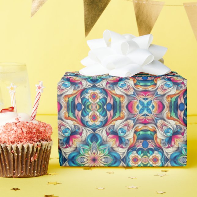 Colorful Vortex Tile Pattern Wrapping Paper (Birthday Party)