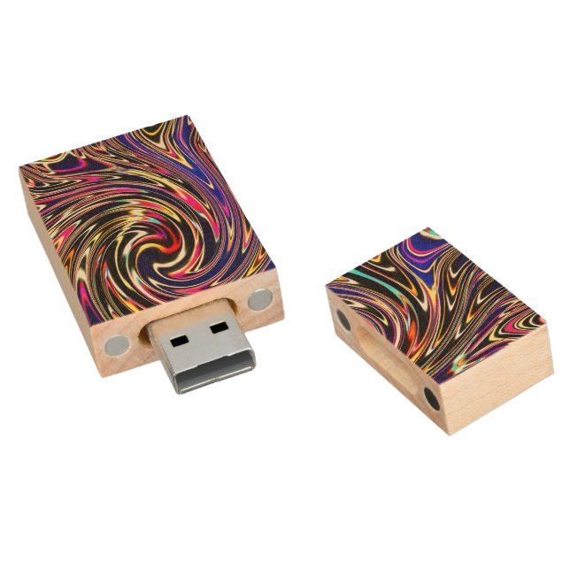 Colorful Vortex Wood USB Flash Drive (Angled)