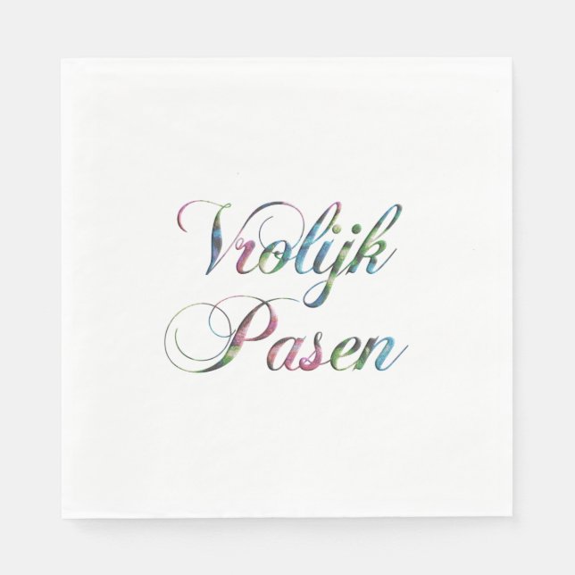Colorful Vrolijk Pasen Dutch Language Happy Easter Napkins (Front)