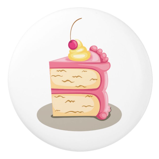 Colorful Wacky cake Illustration Pink Icing Ceramic Knob (Front)