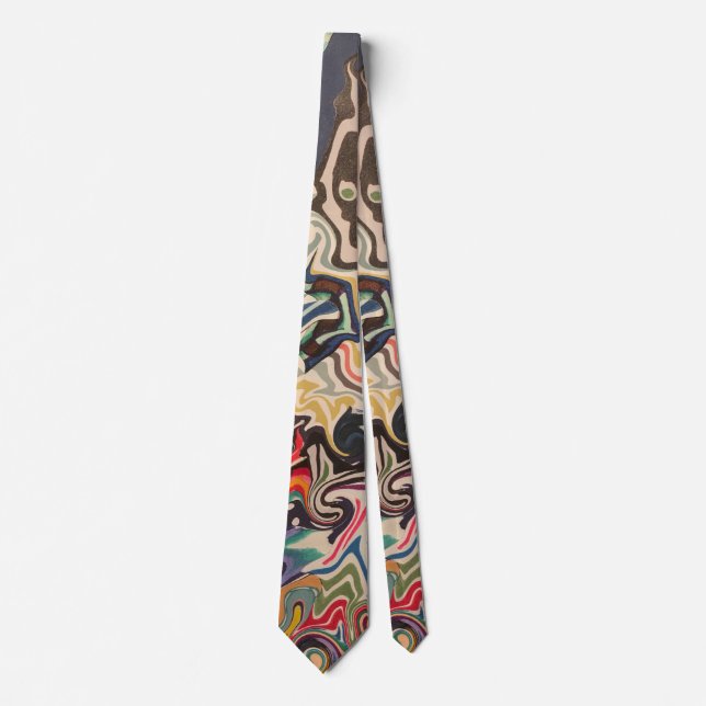 Colorful waivy lines neck tie (Front)