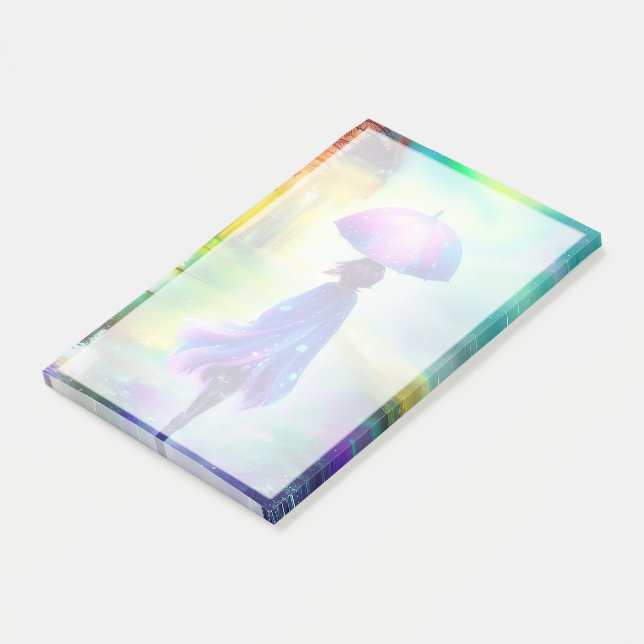 Colorful walk in the rain  post-it notes (Angled)