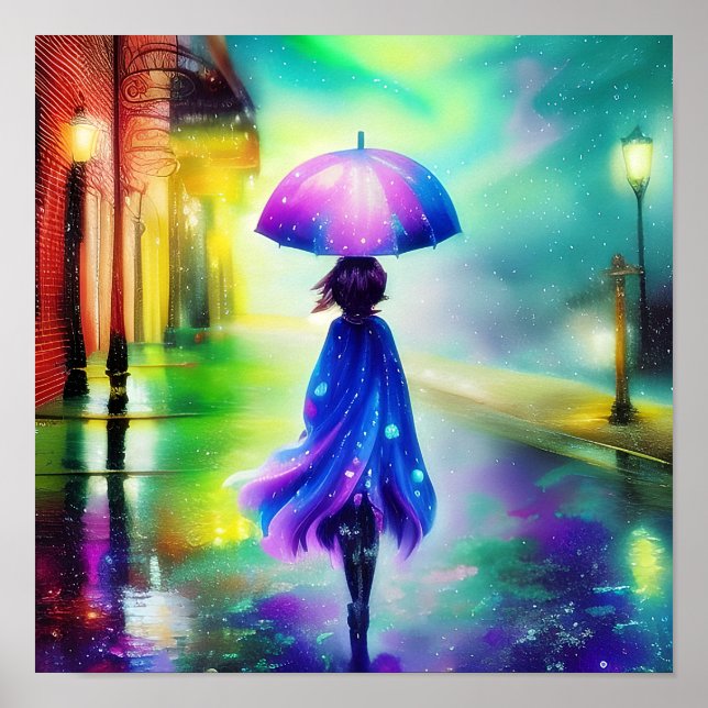 Colorful walk in the rain   poster (Front)