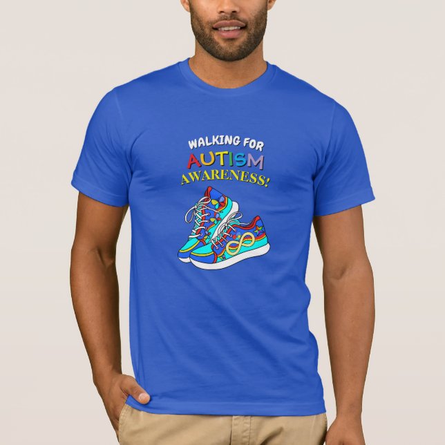 Colorful Walking for Autism Awareness T-Shirt (Front)