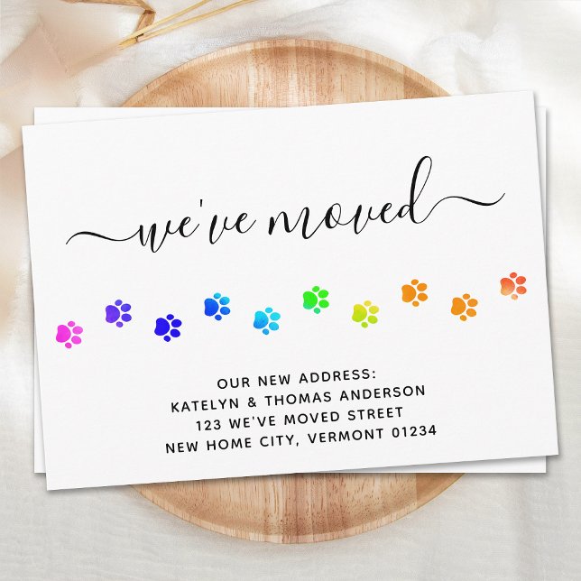 Colorful Walking Paws Personalized Moving Announcement (Creator Uploaded)