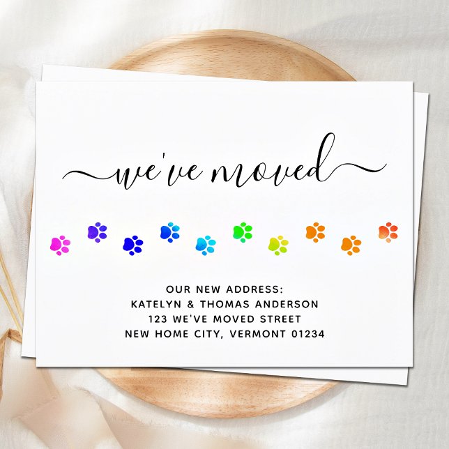 Colorful Walking Paws Personalized Moving Announcement Postcard (Creator Uploaded)