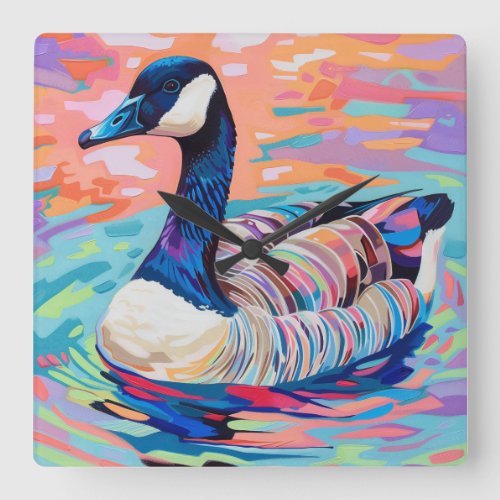 Colorful Wall Clock Featuring Canada Goose Art