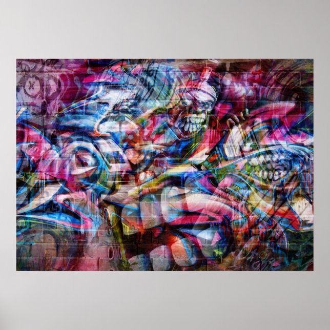 Colorful Wall Graffiti Illustration Poster (Front)