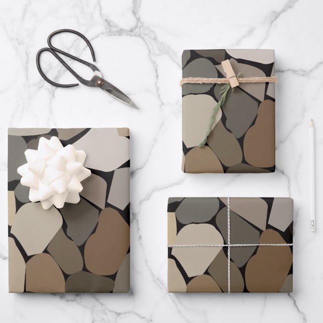 Colorful Wall Stones Pattern Wrapping Paper Sheets (Front)