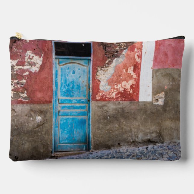 Colorful wall with blue door accessory pouch (Front)