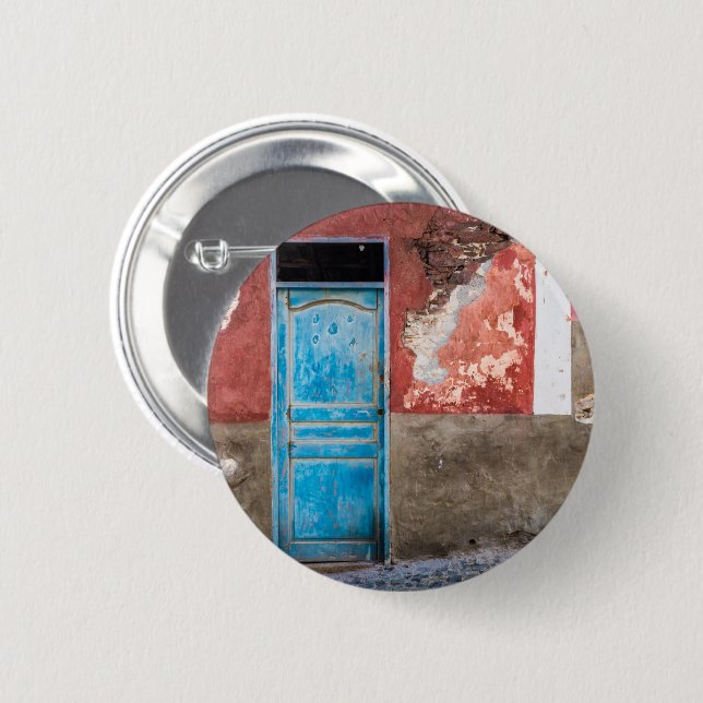 Colorful wall with blue door button (Front & Back)
