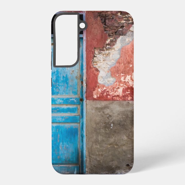 Colorful wall with blue door samsung galaxy case (Back)