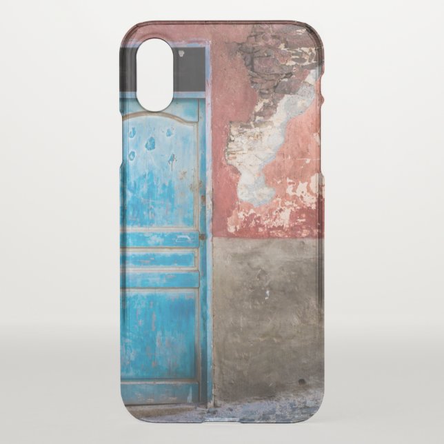 Colorful wall with blue door uncommon iPhone case (Back)