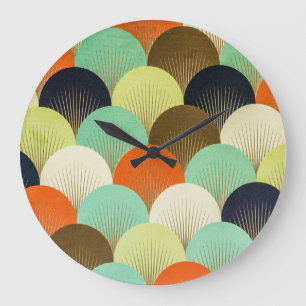 Colorful wallpaper: artistic design. large clock