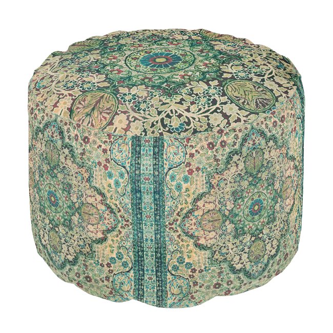 Colorful Washed-out Colors Persian Rug Motive Pouf