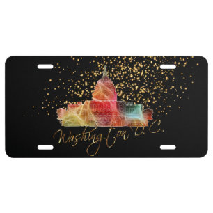 Colorful Washington DC Skyline Design License Plate