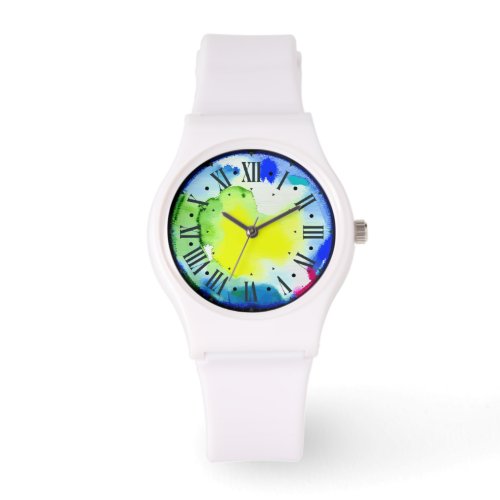 colorful watch dial in abstract watercolor look