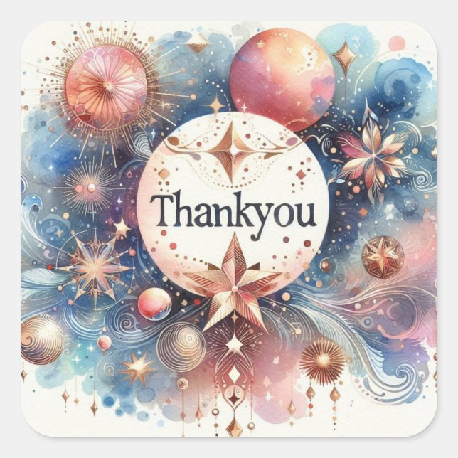 colorful water color art  Square Sticker (Front)