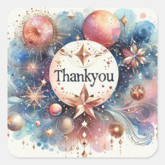 colorful water color art  Square Sticker