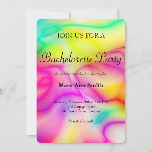 Colorful Water Color Bachelorette Party Invitation