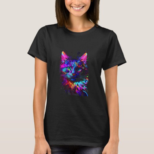 Colorful Water color Cat Dad dy Mom my Boy Girl  T_Shirt