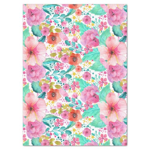 Colorful Water Color Floral Pattern Tissue Paper