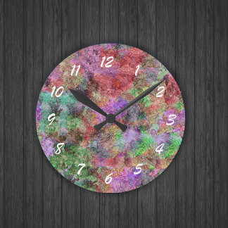 Colorful Water Color Swirl Mist Round Clock