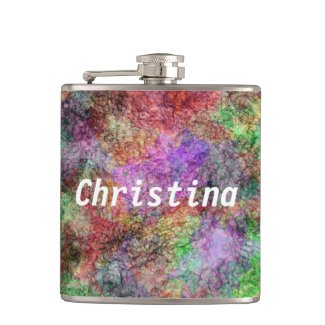 Colorful Water Color Swirl of Misty Pastel Hues Flask