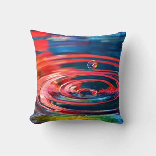 Colorful Water Droplet Throw Pillow