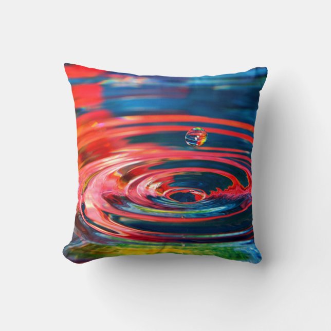 Colorful Water Droplet Throw Pillow (Front)