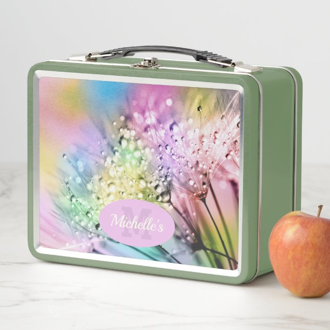 Colorful Water Droplets Monogram Metal Lunch Box (In Situ)