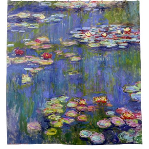 Colorful Water Lily Pond Reflections Fine Art Shower Curtain