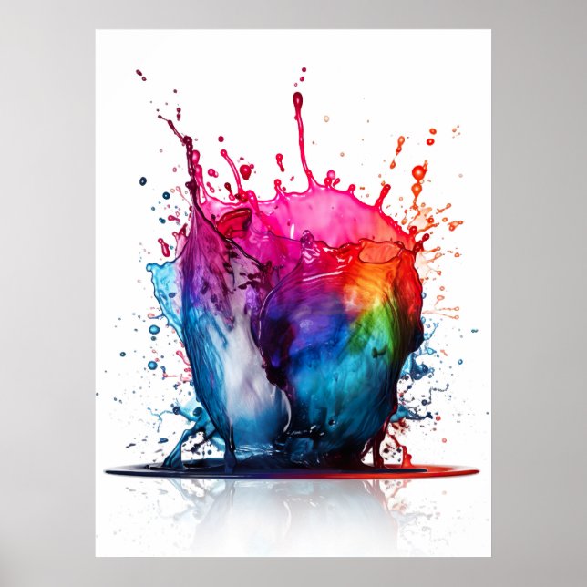 Colorful Water Splash Abstract Art Poster (Front)