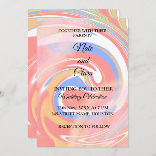 Colorful watercolor abstract add name text invitation