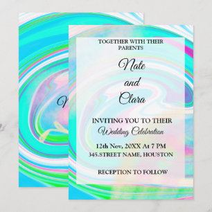 Colorful watercolor abstract add name text invitation